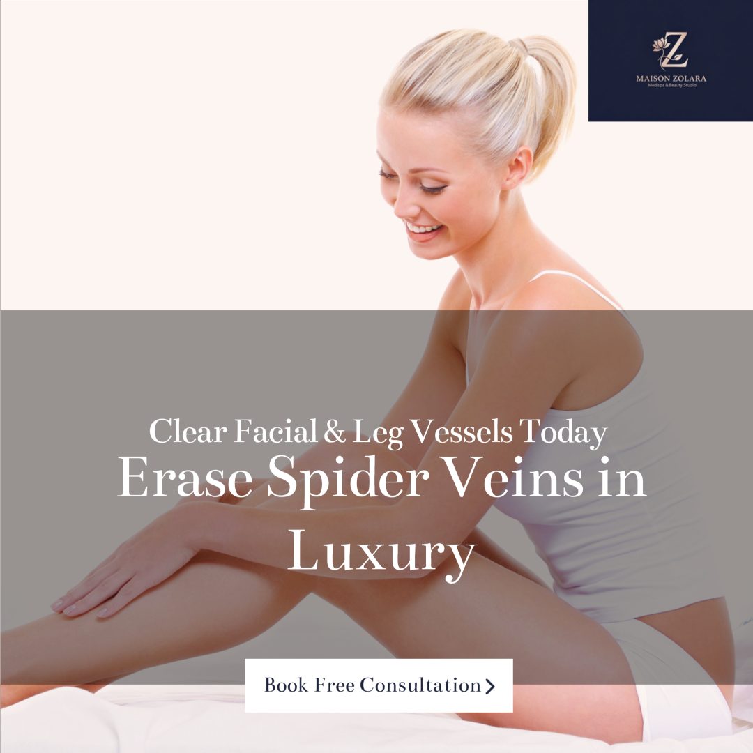 Spider vein treatment for facial, nasal, and leg vessel clearance at Maison Zolara
